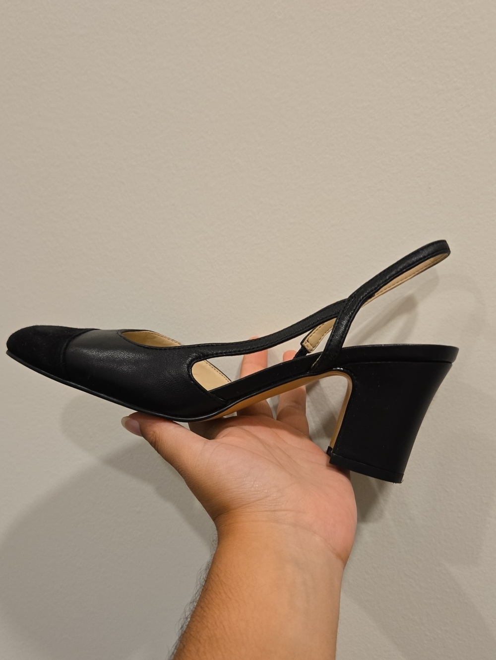 Marc Fisher Black Slingback Mid Block Heel Pumps